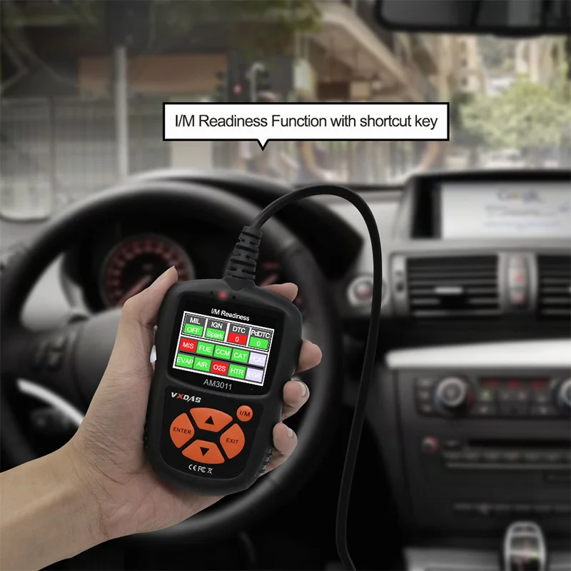 VXDAS OBD2 сканер штрих-кода может AM3011 автомобиля/Авто диагностический инструмент с светодиодный фонарик/неисправности двигателя получить Электронный управляющий блок ECM ODBII код ридер