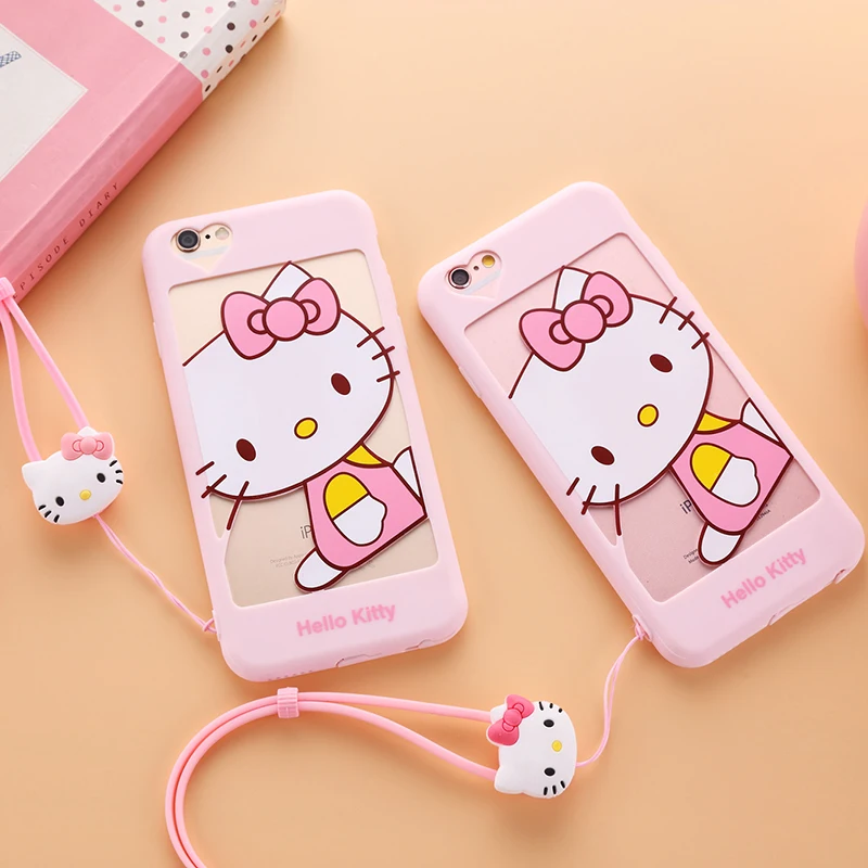 Для iphone 7/7 plus полый Doraemon чехол для 5 5S 6 6S Мягкий с мультяшным розовым котом девочек