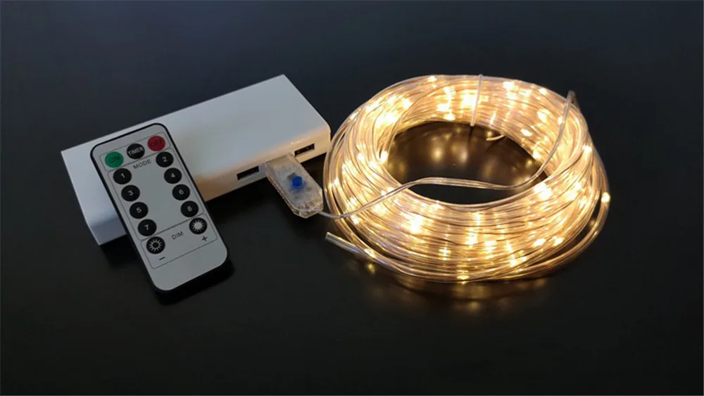 20 м 200 светодиодов с питанием от USB медная гирлянда 8 режимов прозрачная труба с удаленным крытым наружным Рождеством, садовое украшение