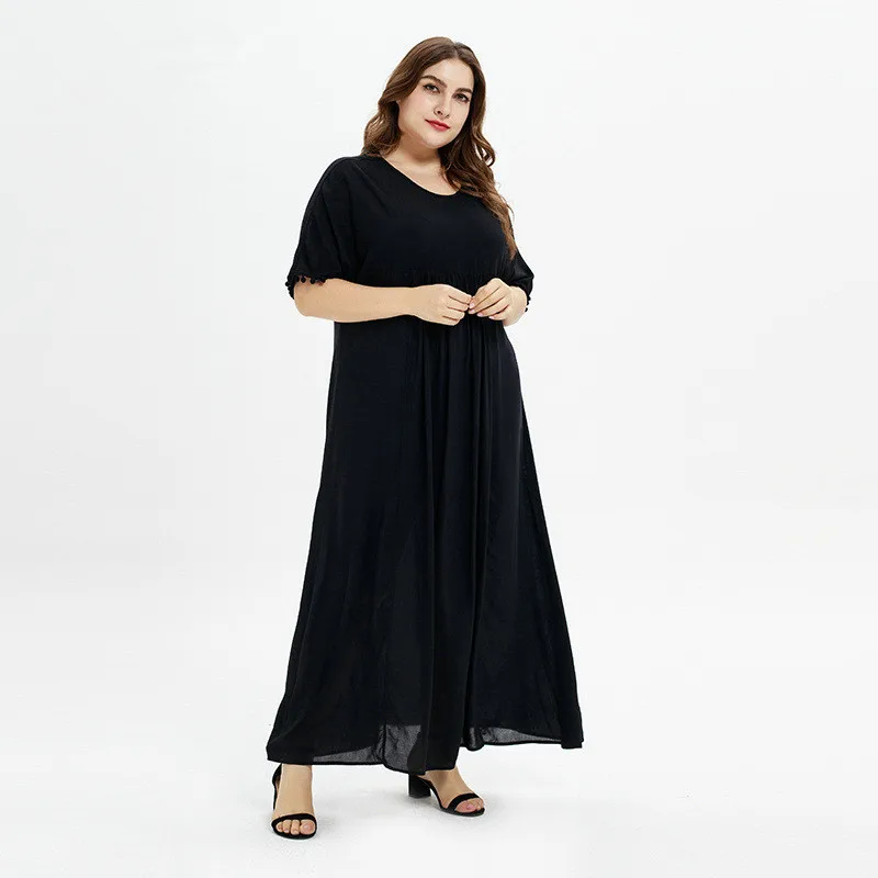 Летнее платье больших размеров L XXXL 2019 женские с коротким рукавом Свободные