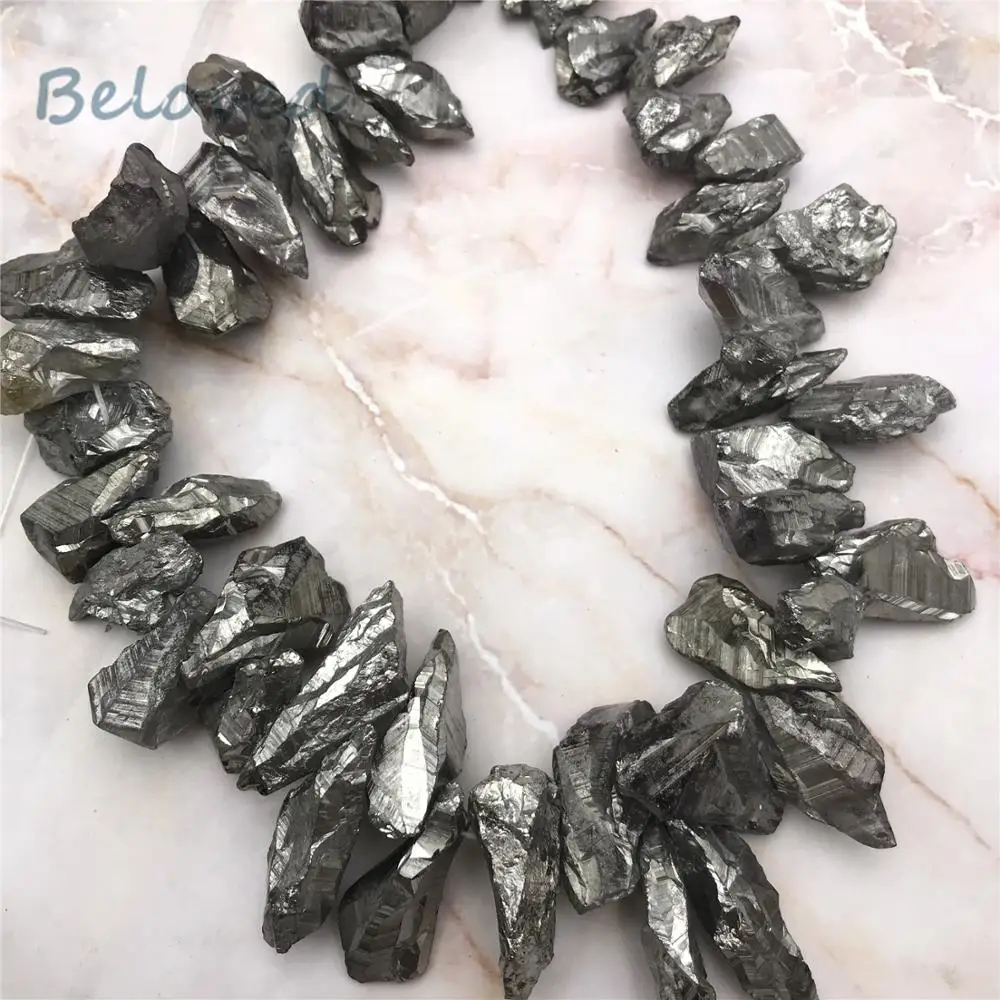 Натуральный Титан кристалл кварцевая палочка каменные бусины топ Просверленный