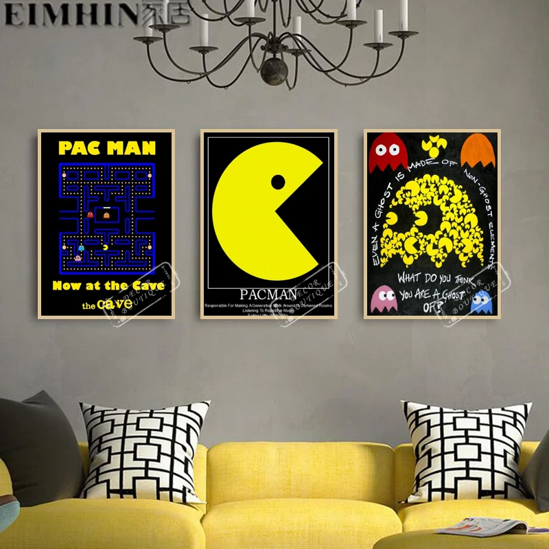 Pacman Think винтажные видео игры рекламный постер ретро декоративные DIY настенные