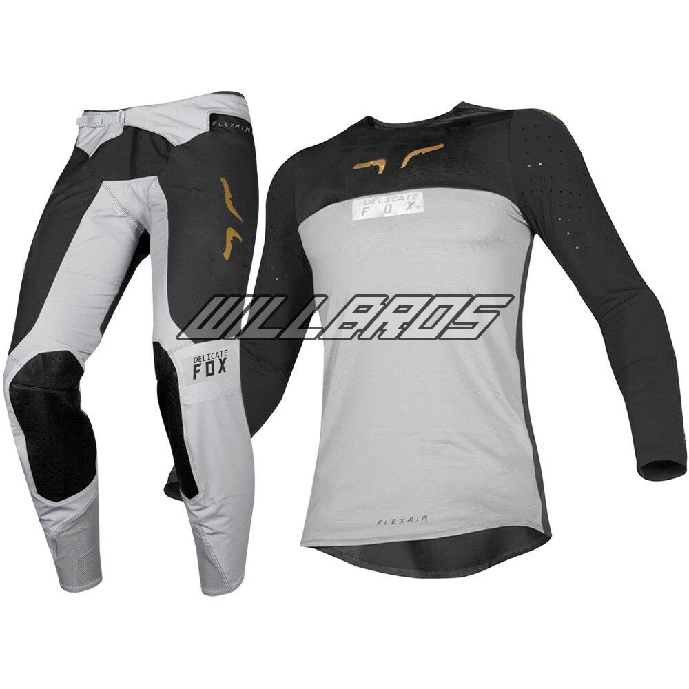 Мотокросс Flexair Racewear Royl пламя Красная Трикотажная Одежда для взрослых брюки комбо для мотокросса внедорожный велосипед гоночный набор передач
