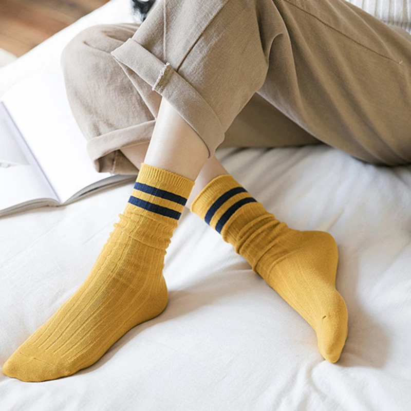 Japanese Harajuku Socks Fall Winter Women Unisex Sock Classic Stripes Cotton Ankle Warm Casual Ladies Gift Accessories | Женская одежда