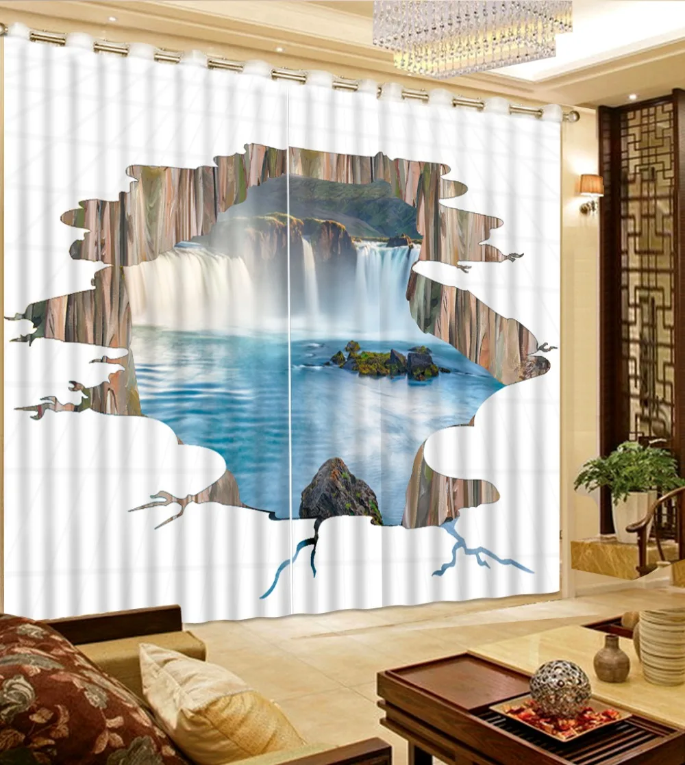 Новые европейские занавески фото трещина дорога водопад 3D затемненные для