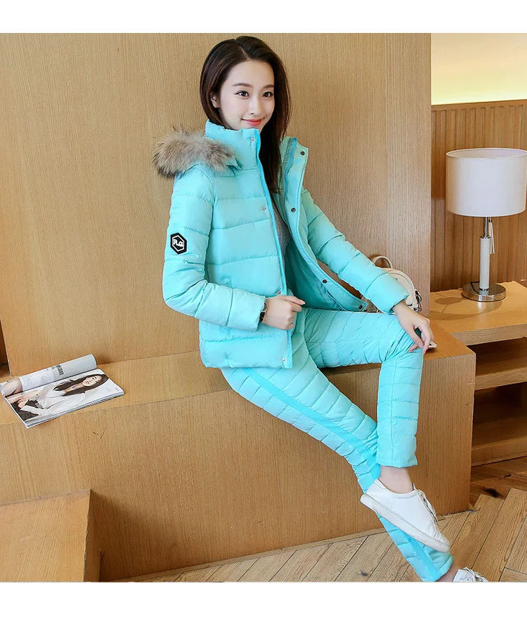 New Fashion Cotton Clothes Women Two piece Suit of Slimming and Thickening Down 8813