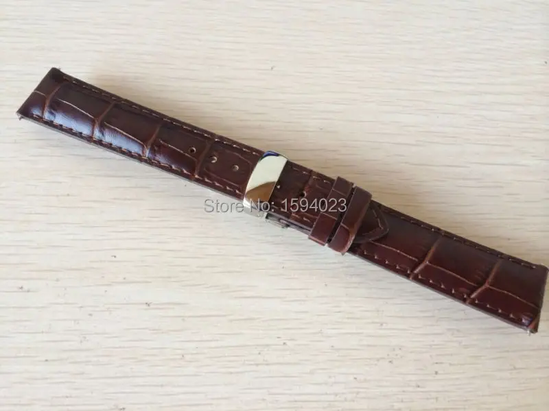 19mm (Buckle18mm) PRC200 T17 T41 T461 High Quality Silver Butterfly Buckle + Brown Genuine Leather Watch Bands Strap
