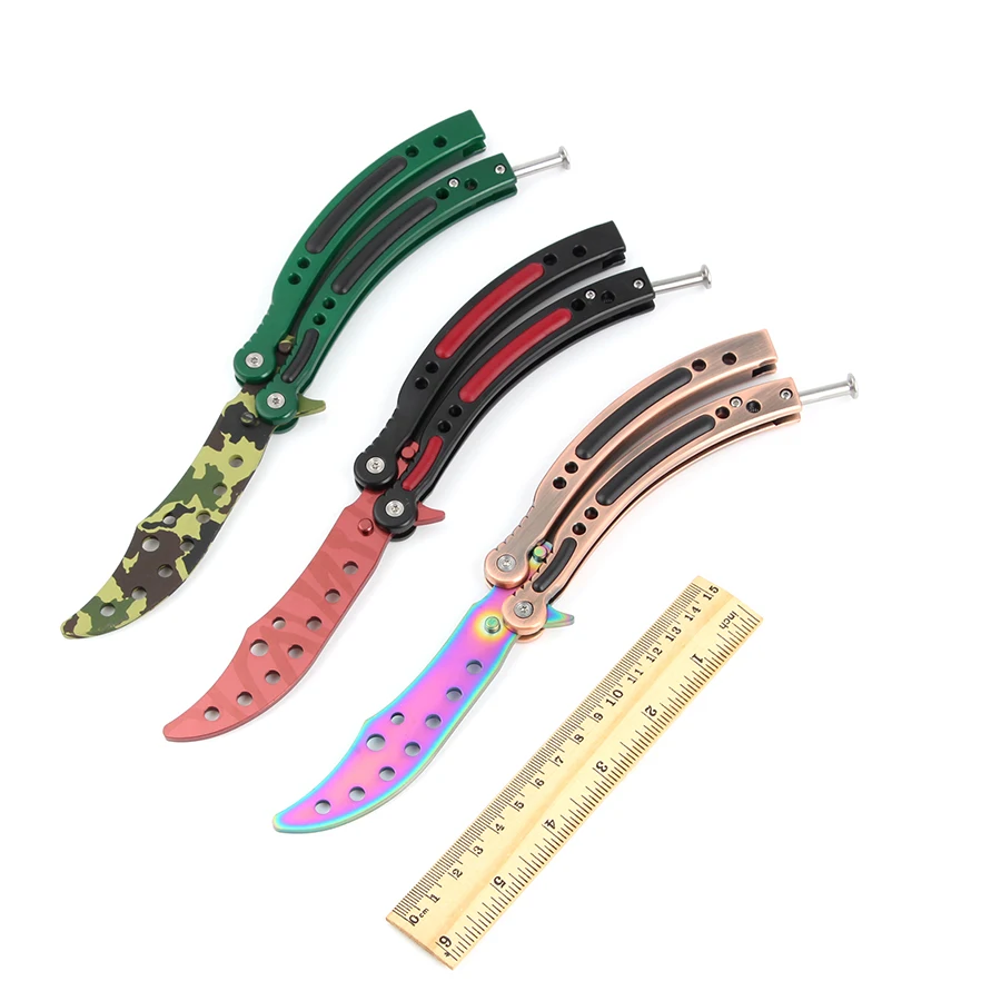 Игровой нож с тупым лезвием без края, тренировочный нож-бабочка, Balisong, тренировочный карманный нож CS GO Karambit