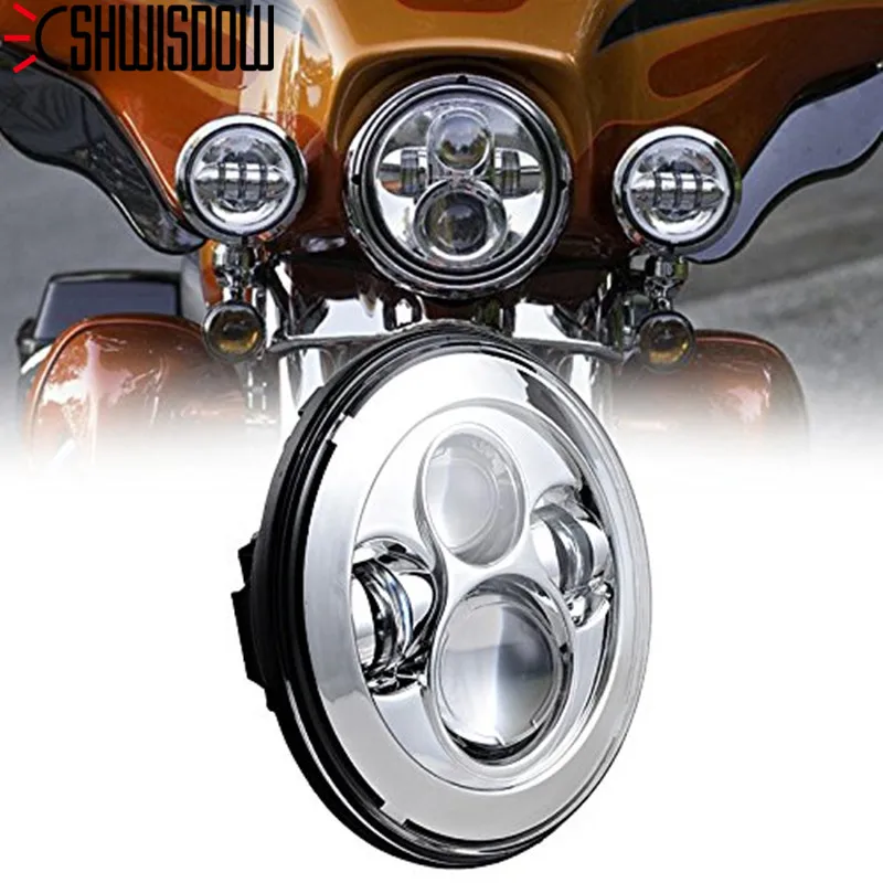 Светодиодный светильник для мотоцикла s 7 &quot4D круглый Hi-Lo луч проектор белый