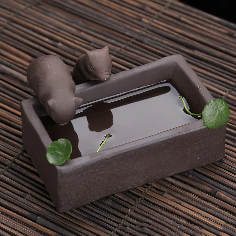 

Boutique Yixing Purple Clay Tea Pet Lovely Lucky Little Pigs Drink Water Figurine Ornaments Ceramic Crafts Kung Fu Tea Set Decor