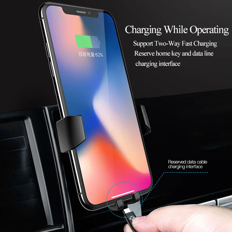 TOTU 2 in 1 Wireless Fast Charging Car phone holder stand For iPhone X 8 Plus Mount Qi Charger for Samsung S8 | Мобильные телефоны