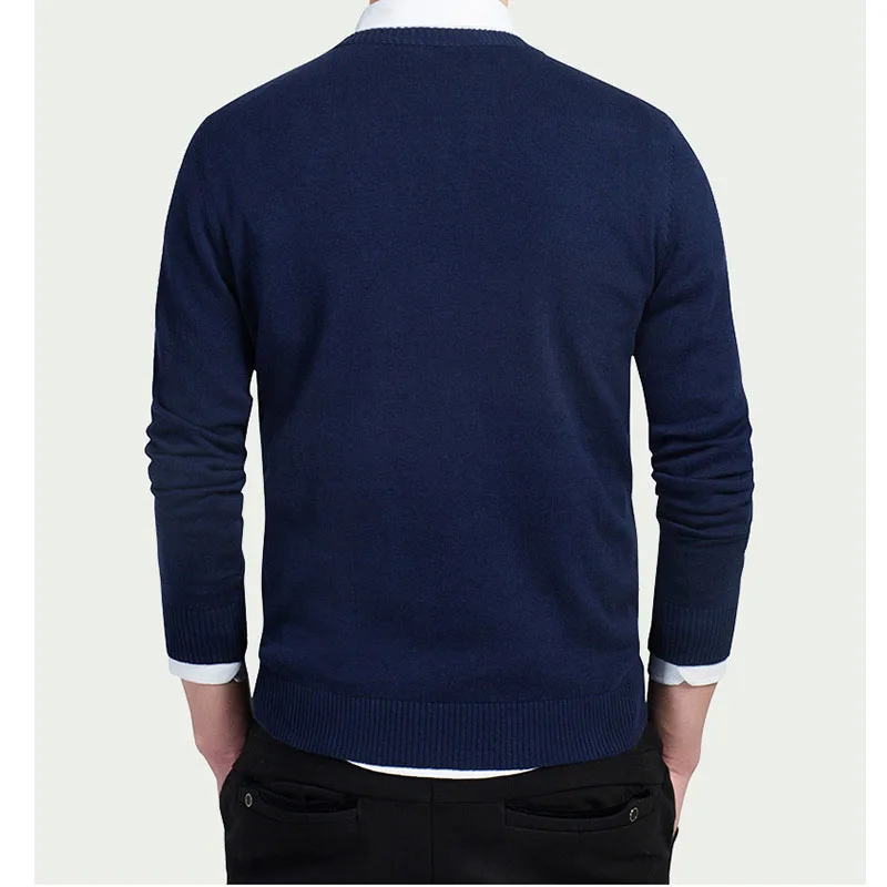 Мужской Хлопковый свитер с V-образным вырезом и длинным рукавом |