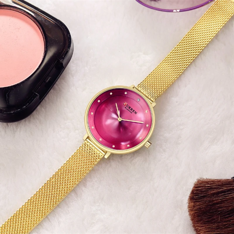 CURREN Новая мода Reloj Mujer Elegante синий и Серебристый Стальной браслет часы Женское