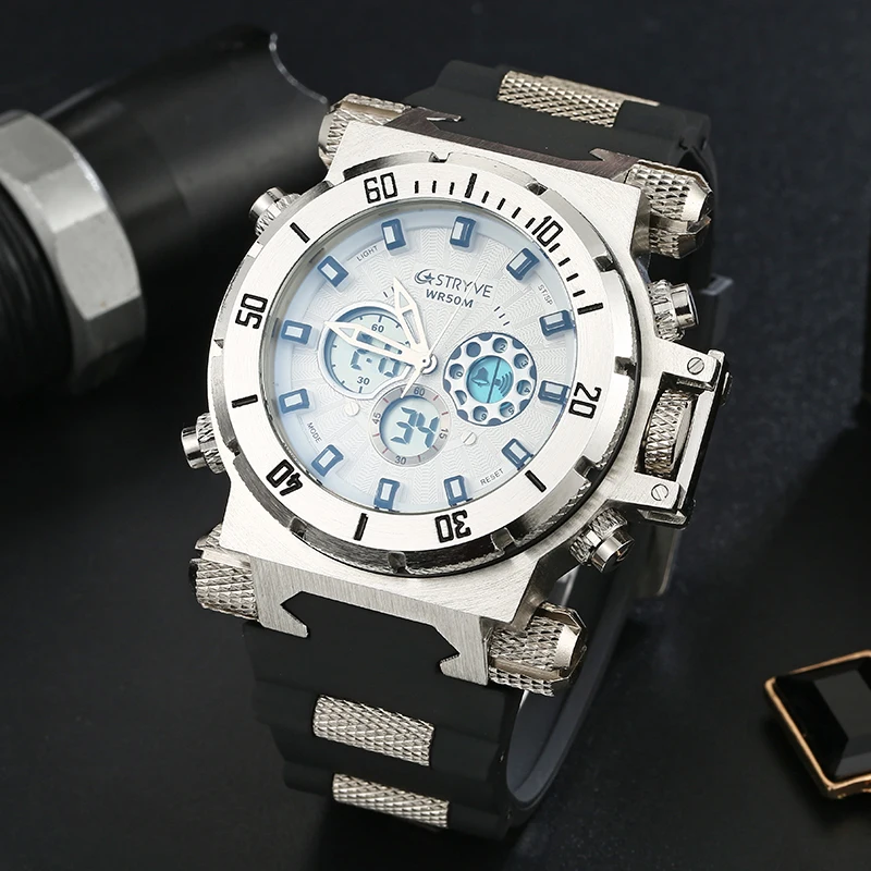 Мужские водонепроницаемые часы STRYVE S8015 новые модные повседневные светодиодные