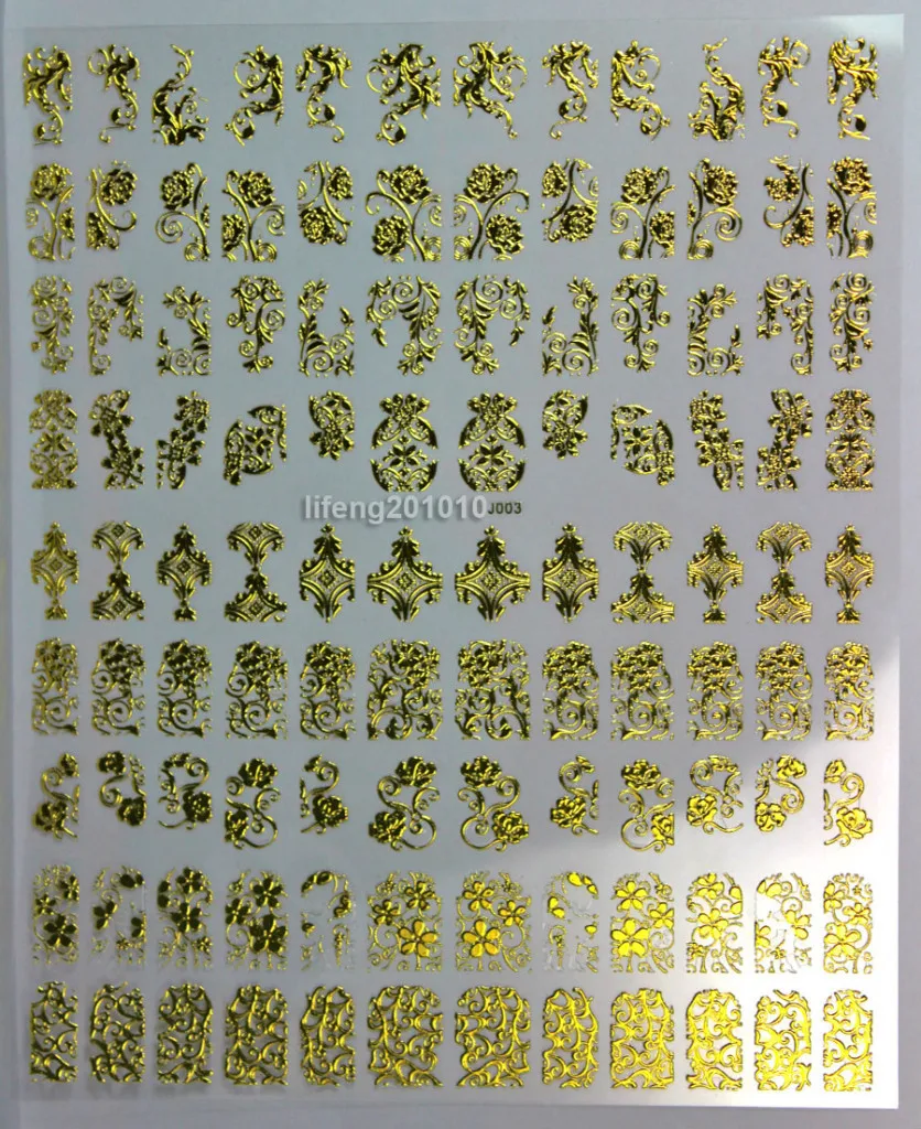 108 шт. высококачественные золотые наклейки на ногти для украшения ногтей