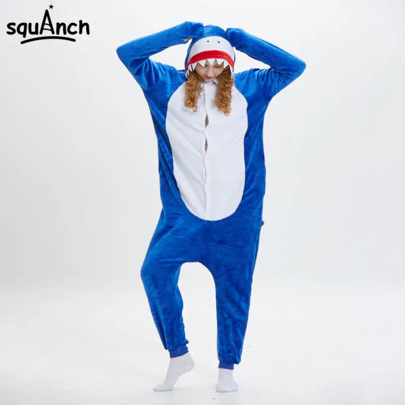 Кигурумис Синяя Акула забавный мультяшный комбинезон пижама с животными