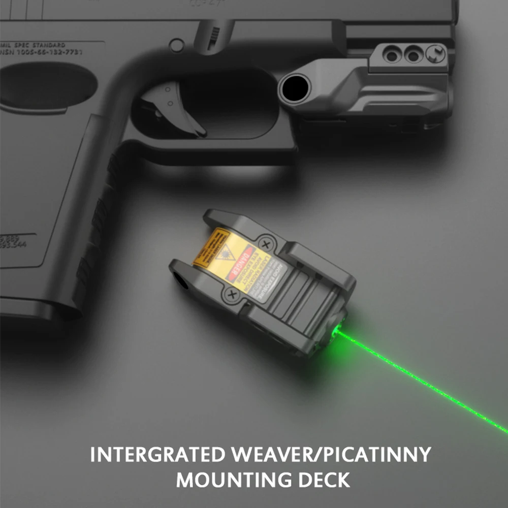 

USB Rechargeable Green Laser Sight with Constant Pulse Output Picatinny Rail For Fullsize Compact Subcompact Pistol