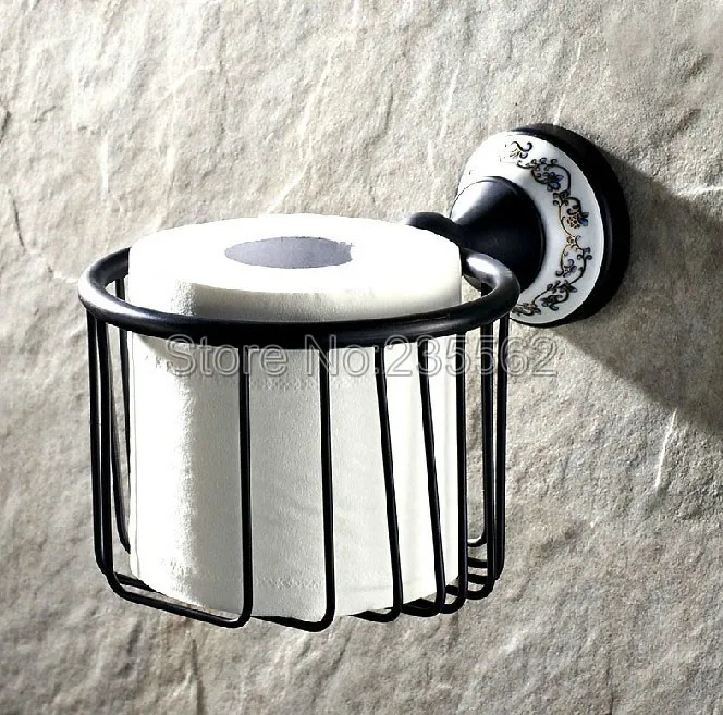 

Black Oil Rubbed Brass Porcelain Base Bathroom Accessories Toilet Paper Holder Roll Holder Basket Wall Mounted lba290