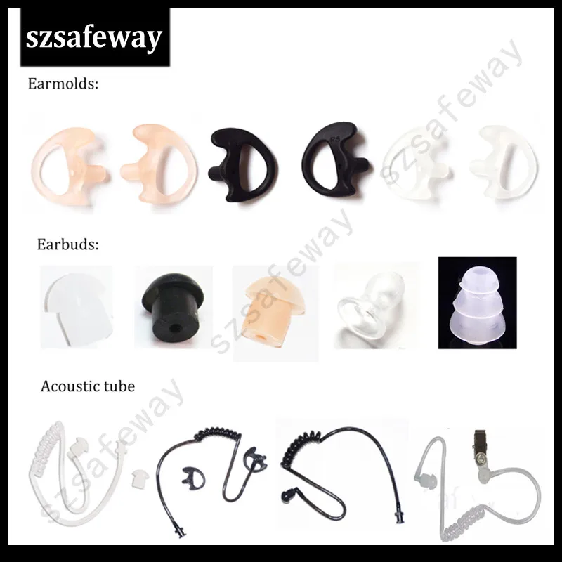 

50PCS/LOT Transparent Silicone Eartips For All Acoustic Tube Earpiece