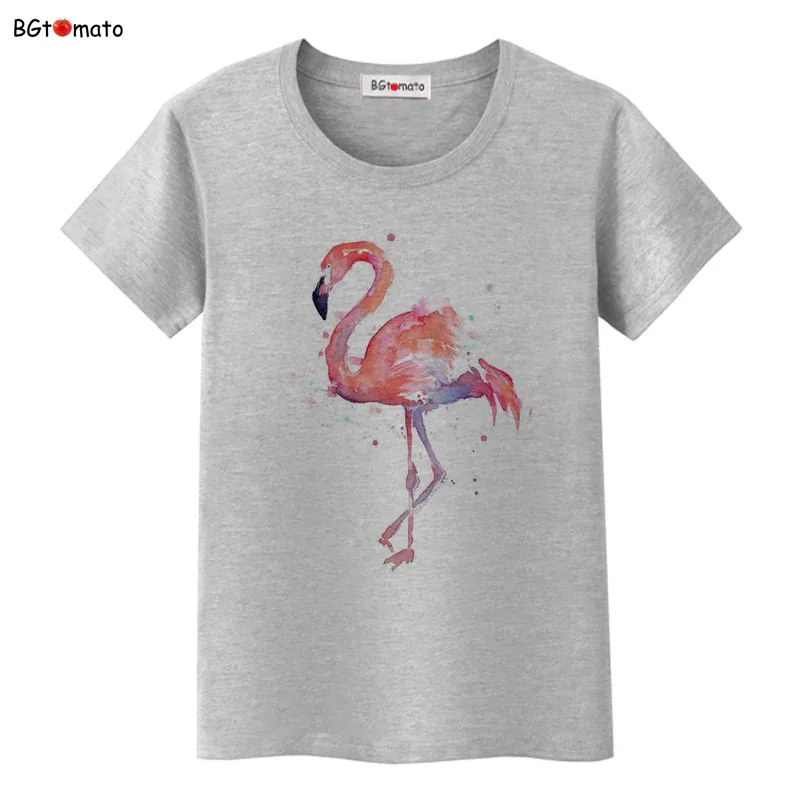 Футболка BGtomato с красивым принтом фламинго для женщин летние крутые топы