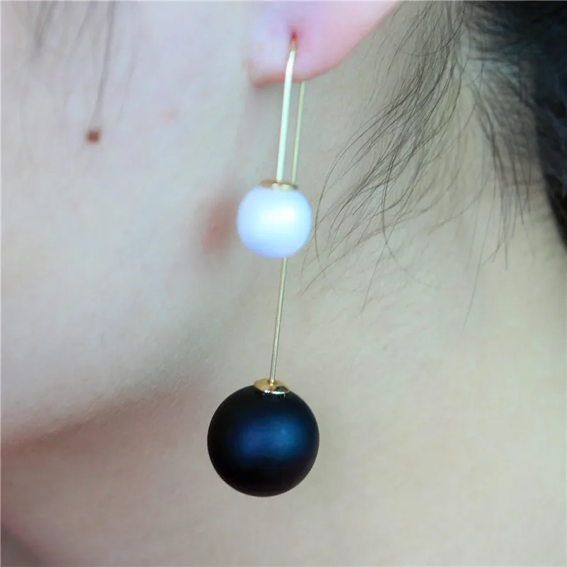 2019 hot design fashion brand jewelry double side stud earrings for women candy color beads long earings | Украшения и аксессуары