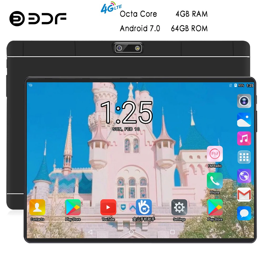 BDF, новинка, 10 дюймов, дизайн, 4G, телефонный звонок, Android 7,0, четыре ядра, 4 Гб+ 64 ГБ, Android, планшетный ПК, WiFi, Bluetooth, ips, планшеты 10,1