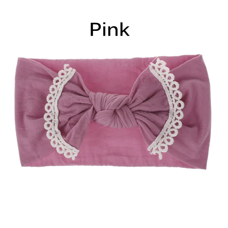 pink Модные Ободки для девочек с бабочками с отделанным узлом, бант для волос нейлоновая повязка для волос/бант/ободок с помпонами детская головная повязка с узлом на макушке помпон - Цвет: pink