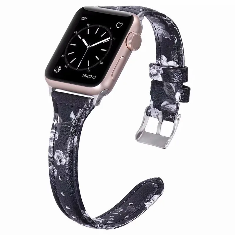 Модный повседневный тонкий ремешок из натуральной кожи для Apple Watch 1 2 3 4 Цветной
