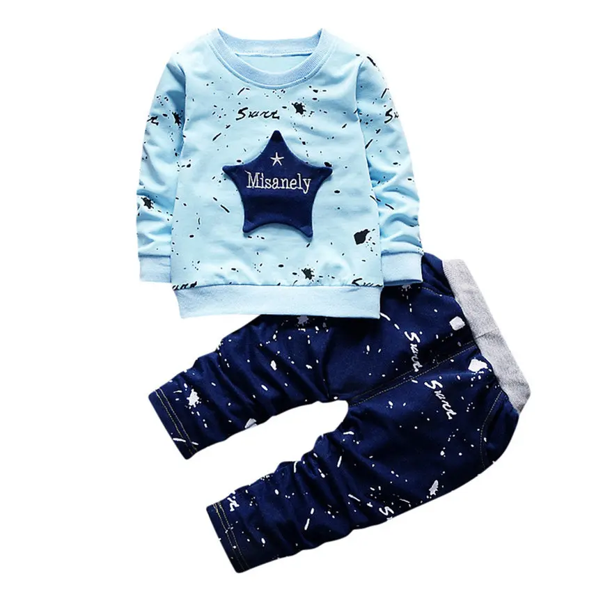 Baby Boy Sport Tracksuit Suits Spring 2018 Newborn Infant Boys Star Print Tops+Pants Outfits Clothes Set Dropshipping BTTF |