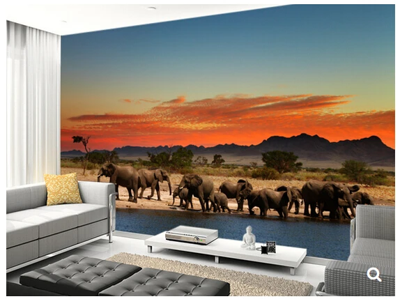 Custom natural landscape wallpaper African Elephants 3D cartoon mural for living room bedroom sofa backdrop waterproof | Строительство
