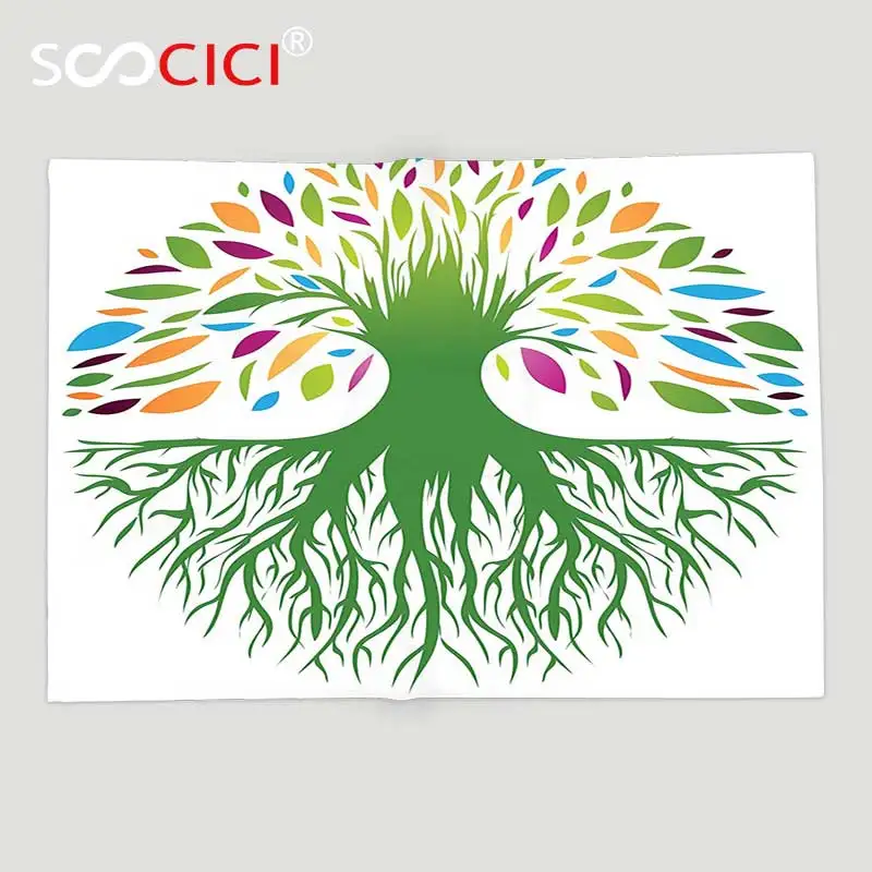 Prezzo Personalizzato Morbido Pile Rimessa Laterale Coperta Albero Della Vita Decor Illustrazione Di Multi Color Rotonda Albero Astratto Vita E Simbolo Dell'anima Eco