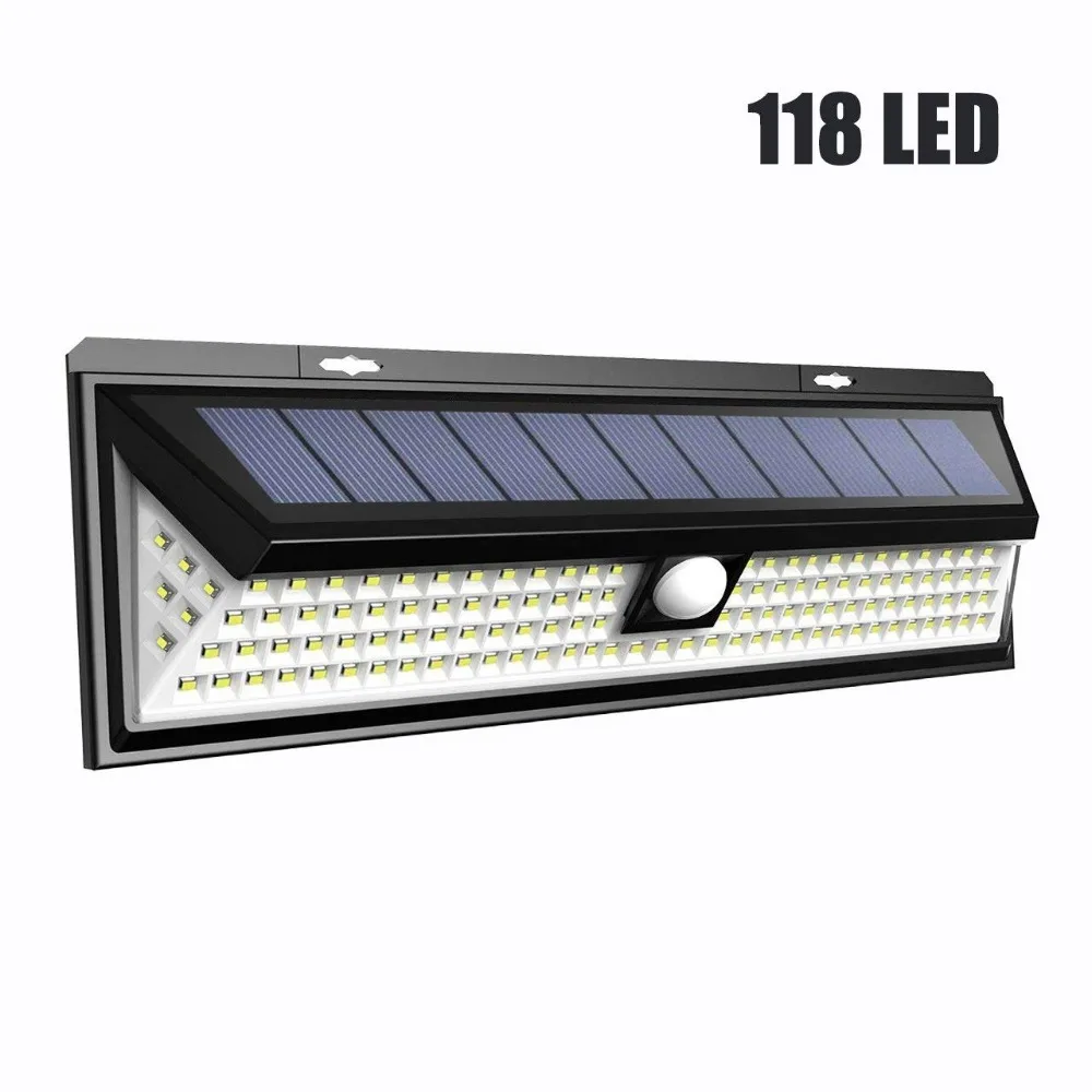 118 LED 1000LM водонепроницаемый PIR датчик движения Солнечный садовый свет наружная