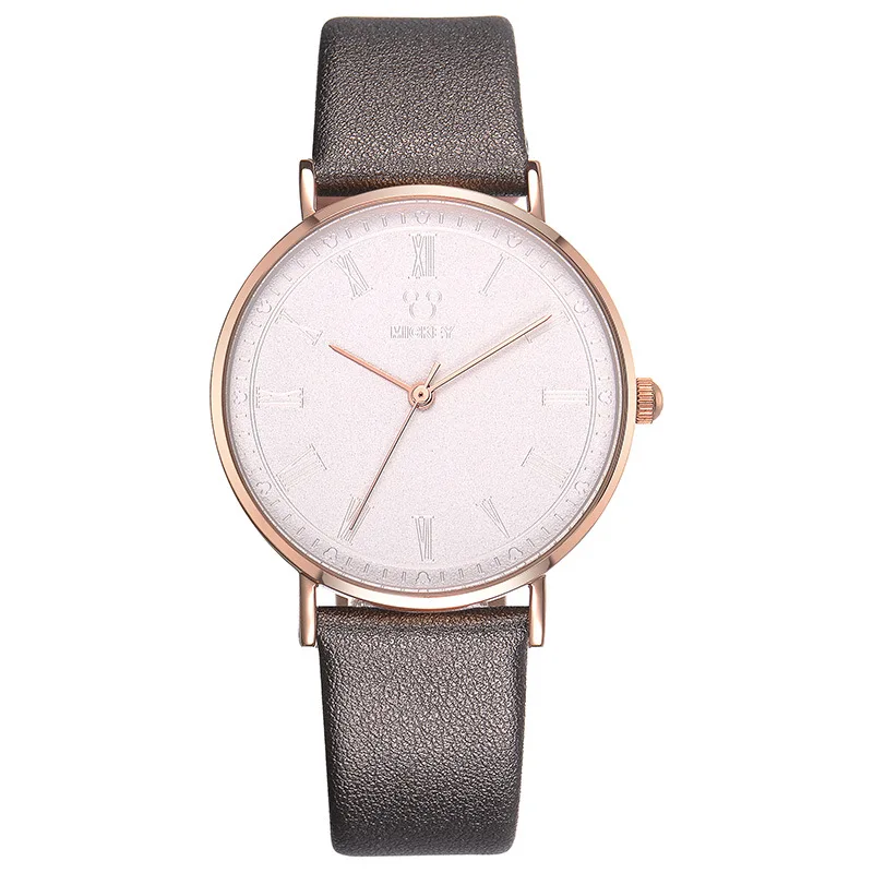 Бренд Disney кварцевые женские часы с Микки Маусом черный белый коричневый розовый