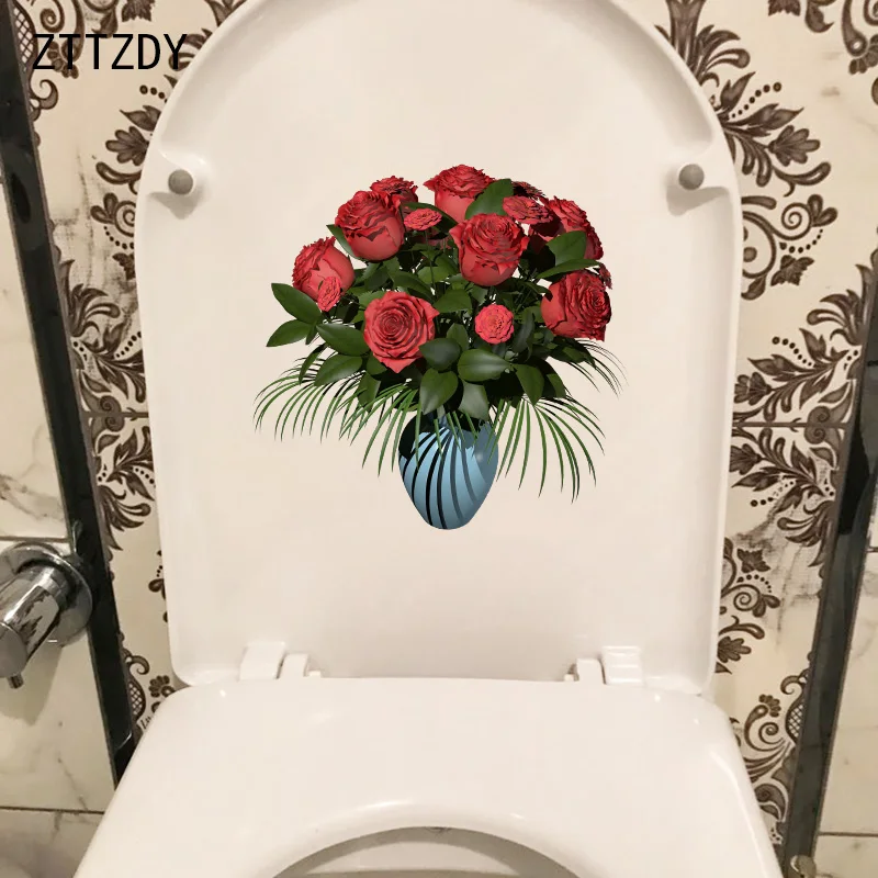 ZTTZDY 23 6*22 8 см бутылка красных роз модная наклейка на унитаз домашний декор для