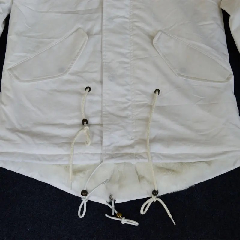 Однотонная белая зимняя куртка с холодным мехом парка унисекс большим капюшоном