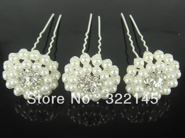 

6PCS Women Hair Pins Bridal Wedding Crystal Faux Pearl Diamante White Pins Clip