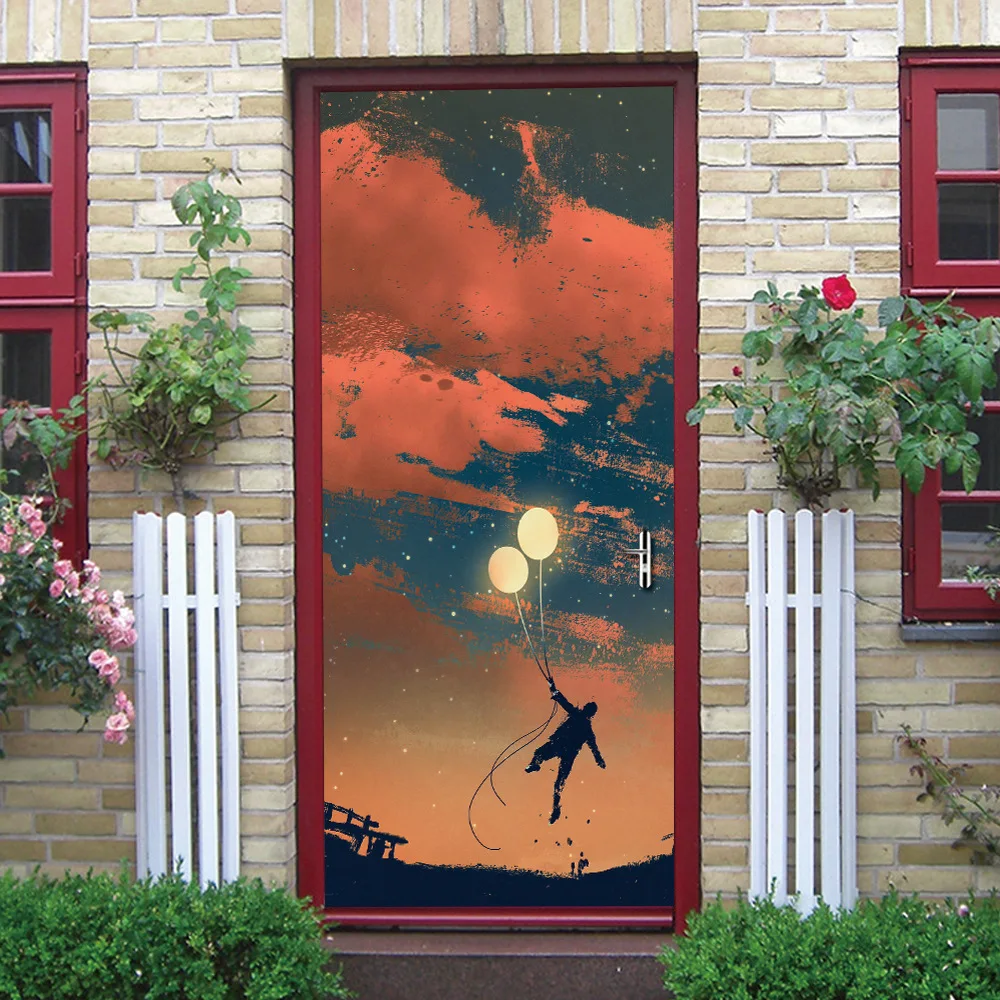 Воздушные шары заката Детские дверные наклейки водонепроницаемая дверь