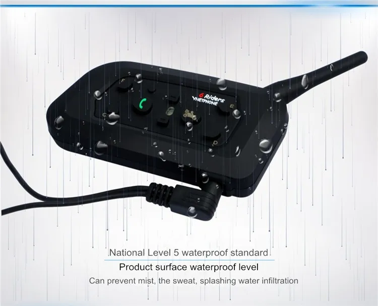 VNETPHONE 1200 м 1 шт. беспроводной Bluetooth мотоциклетный шлем Интерком 6 всадников домофон гарнитура Поддержка Mp3 Intercomunicador Moto