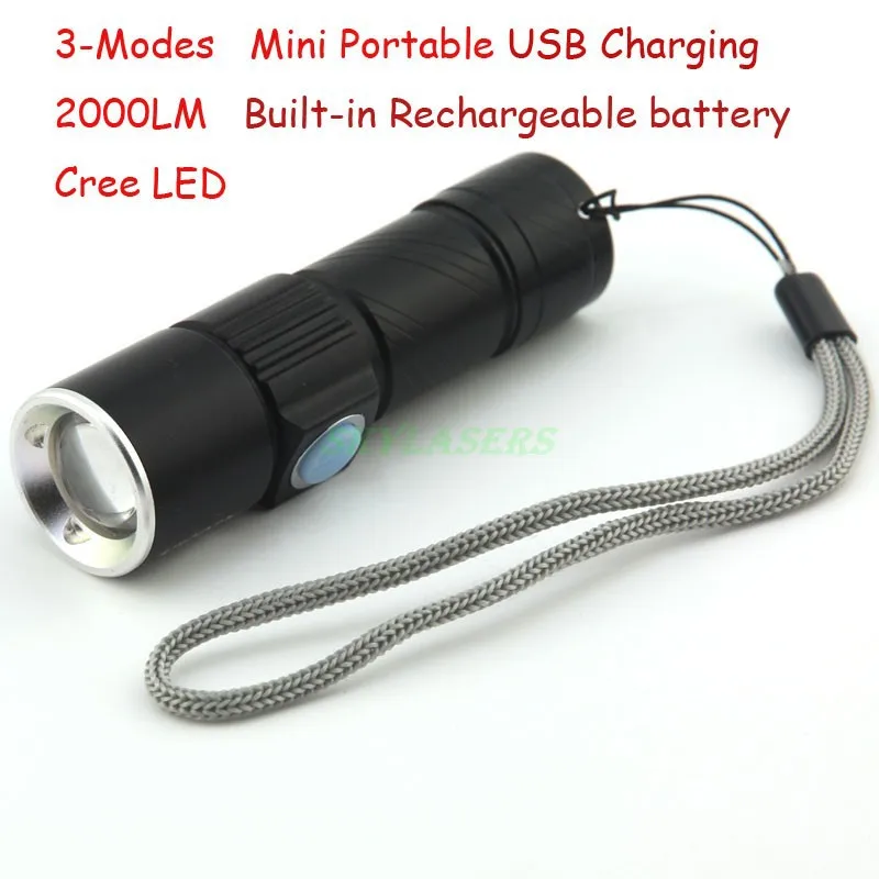 Масштабируемые 3 режима светодиодный Портативный фонарик зарядка через USB фонарь
