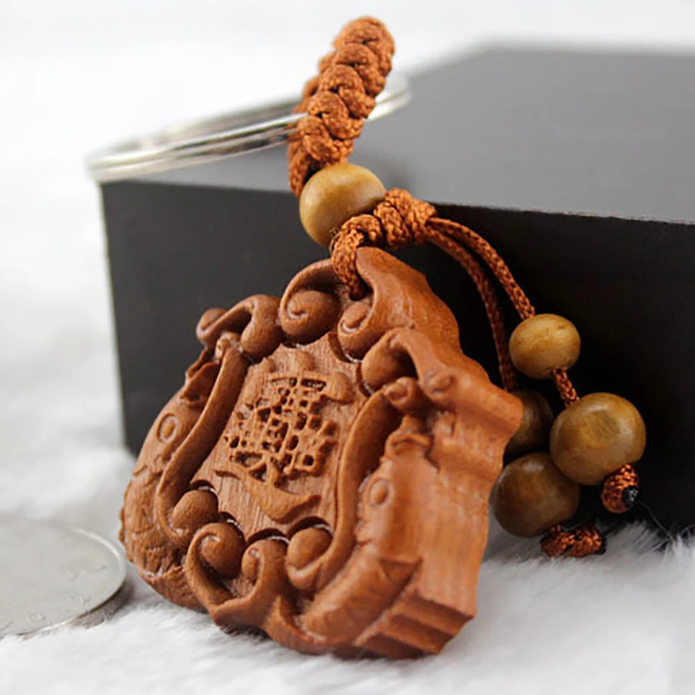 Натуральные персиковые двусторонний деревянный молоток брелок рыба карабином и