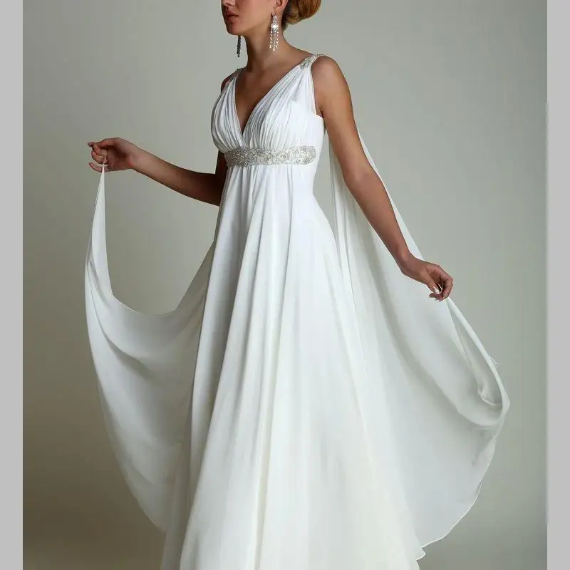 Греческий стиль Свадебные платья с лентой 2017 сексуальный v-образный вырез