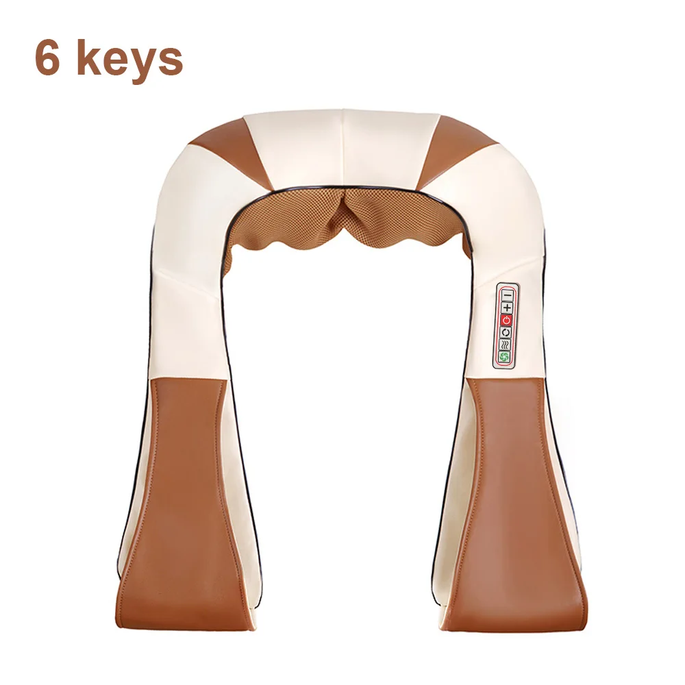 beige-brown-6 Домашняя Автомобильная u-образная электрическая шиацу, массажер для спины, шеи, плеч, тела, инфракрасная разминающая машина с подогревом/Домашний Массажер - Цвет: beige-brown-6
