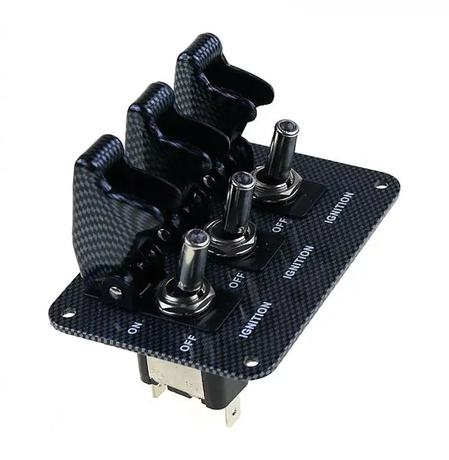 3x12 V переключатель гоночный автомобиль ВКЛ ВЫКЛ Тип самолета/углеродная крышка светодиодный тумблер управление откидной крышкой низкая цена