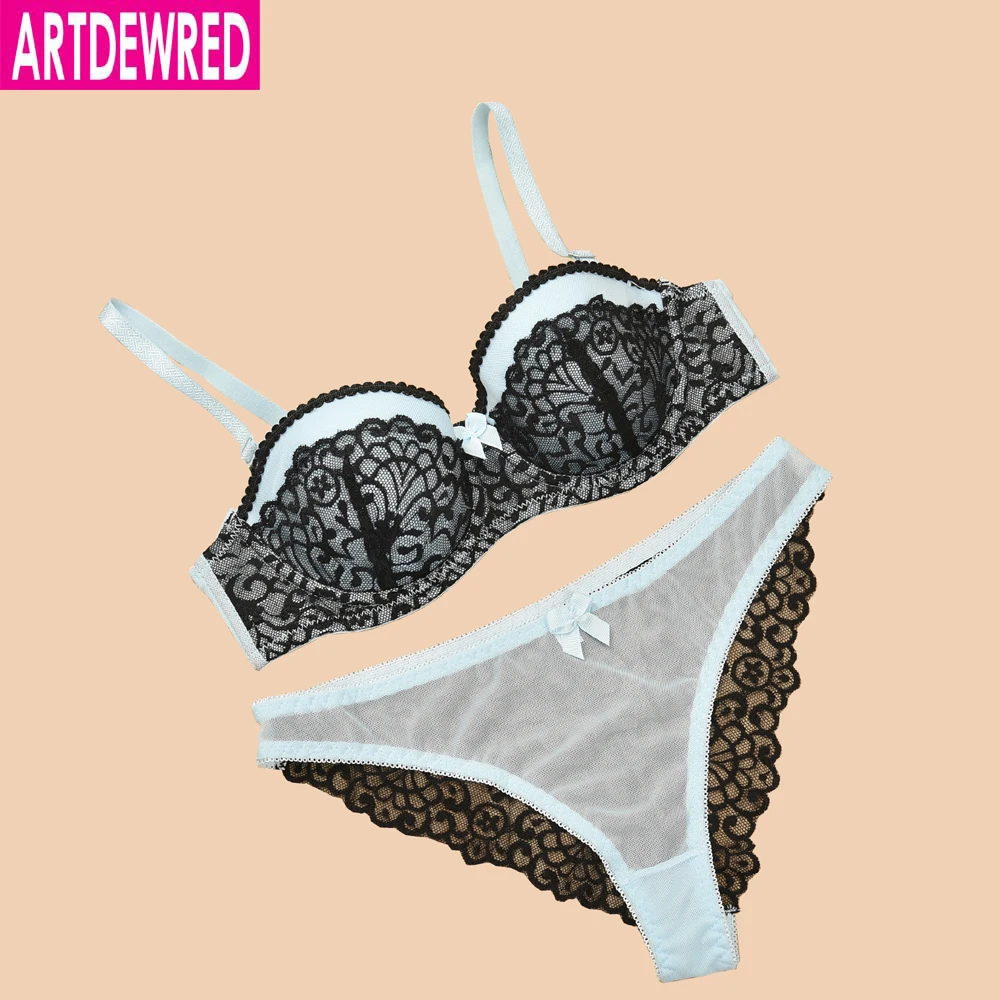 Artdewred французский высокого класса сексуальная выдалбливают Штаны соблазн кружева комплект с бюстгальтером для молодых девушек и женщин; нижнее белье комплект Push Up обременял бюстгальтер и трусики Комплект