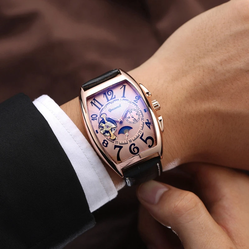 Для мужчин со звездами утро Tourbillon полые автоматические механические часы для
