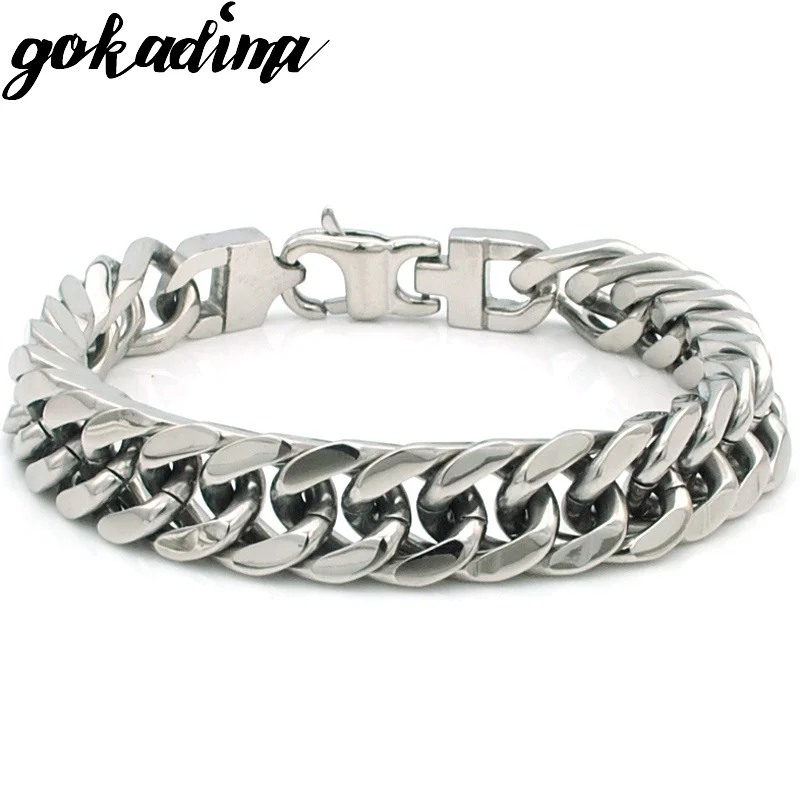 style 1 GOKADIMA мужской браслет из нержавеющей стали, ювелирное изделие, кубинская цепочка, bijoux Панк-рок, байкер, подарок, для pulsera hombre, WB022 - Окраска металла: style 1