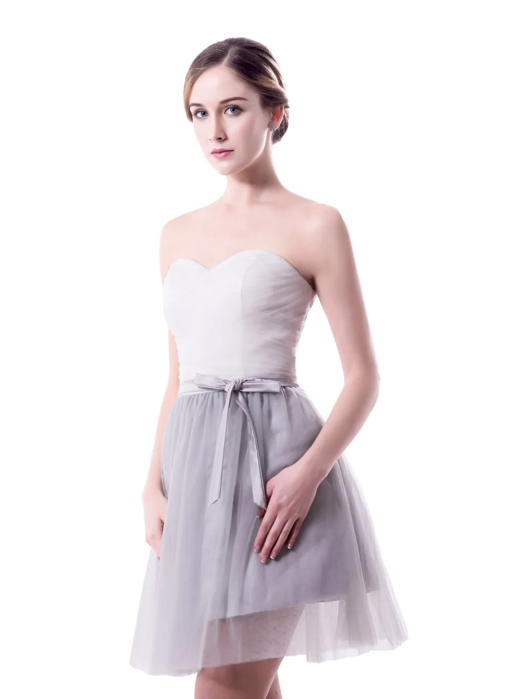 Sweetheart Short Tulle Bridesmaid Dress Appliques Zipper Back A Line Tull 2019 Wedding Party robe demoiselle d'h | Свадьбы и