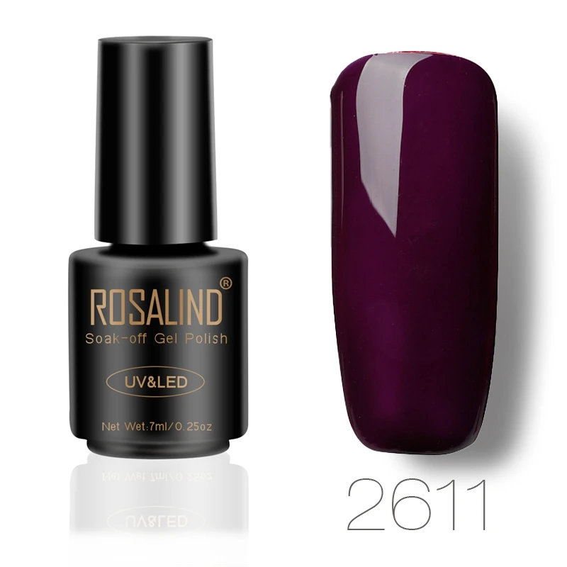 RA2611 ROSALIND гель 1S P+ черный флакон 7 мл красный чистый Цвет Гель-лак для ногтей замачиваемый Полупостоянный высушенный УФ светодиодный лак для ногтей - Цвет: RA2611
