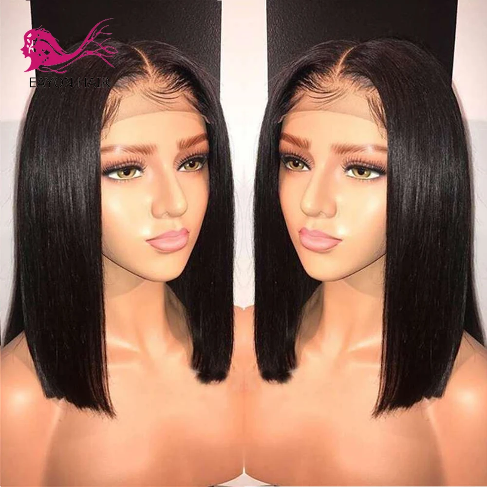 

EAYON Short Bob Lace Front Wig 13*6 Remy Hair With Baby Hair Straight Lace Front Human Hair Wigs For Women Brazilian Hair