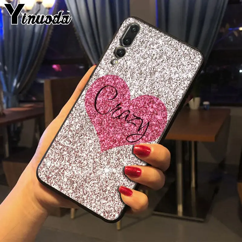 Yinuoda блестки в форме сердца Новинка чехол для телефона Fundas Huawei honor 8x 7a P20Lite P10Plus